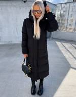 Черный Удлинённая водоотталкивающая парка