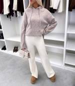 Pilka Minkštas Džemperis Su Gobtuvu