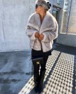 Taupė Luxurious Short Fur Coat