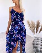 Must Kolmveerand Pikkusega Lilleline Kleit