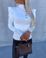 Beige Gold-buttoned Sweater