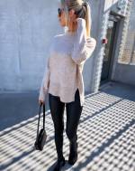 Light Beige Soft Sweater With Slit