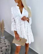 White Flowy Patterned Dress
