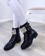 Melns Ērti Motociklistu Zābaki Ar Pērlītēm