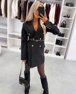 Melns Žakete-kleita Ar Jostu