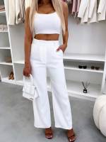 Punane Mugavad Sirgelõikelised Püksid