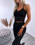 Punane Venivast Pitsist Crop Top