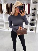 Brūns Garroku Elastīga Topa Blūze