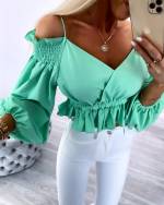 Valge Õlapaeltega Mugav Crop-top