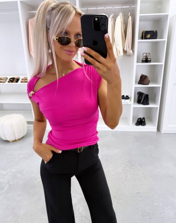 Fuchsia Blouse With Golden Detail