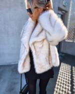 Light Beige Luxurious Short Fur Coat