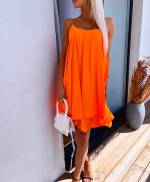Оранжевый Шифоновое платье на бретелях