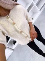 Helebeež Kuldsete Nööpidega Pehme Kampsun