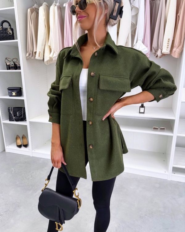 Khaki Oversized Spring/autumn Jacket