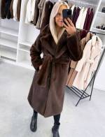 Pruun Luksuslik Eest Seotav Talvemantel