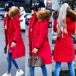 Черный Зимняя куртка с натуральным мехом и водонепроницаемым материалом.