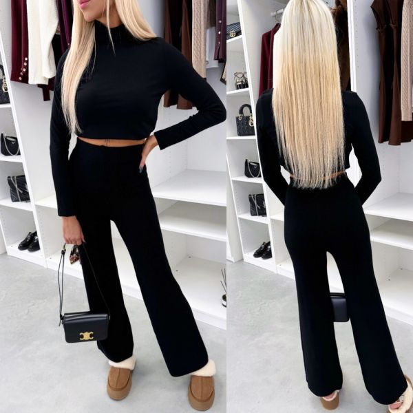 Juoda Minkštos, Tamprios Tiesaus Kirpimo Kelnės