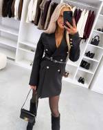 Melns Žakete-kleita Ar Jostu