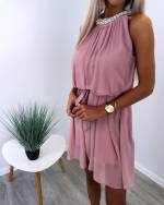 Светло-розовый Pärlitega Kaela Tagant Kinnituv Sifoon-kleit