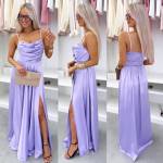 Rožinis Satininė Maxi Suknelė