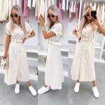 Ruda Suknelė Su Diržu