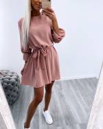 Khaki Keskelt Seotav Mugav Vabaaja Kleit