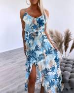 Must Kolmveerand Pikkusega Lilleline Kleit