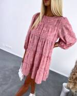 Pink Flowy Dress With Sleeves
