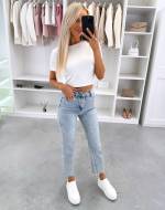 Sinine Stretchid Mom Fit Teksad