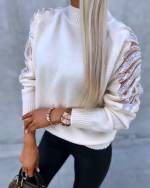 Black Soft Sweater With Pearls