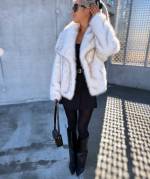 Light Beige Luxurious Short Fur Coat