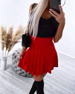 Red Skater Skirt Made Of Thicker Material
