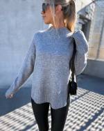 Taupe Soft Sweater With Slit