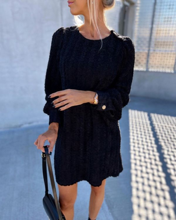 Black Soft Comfortable Sweater Dress