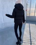 Black Fitted Winter Jacket With Hood