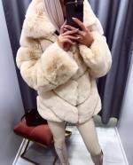 Beige Luxury Winter Jacket With Zipper