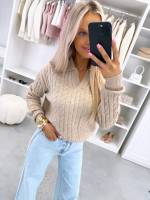 Roosa V-kaelusega Pehme Sviiter