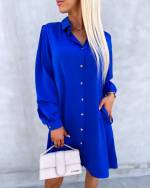 Blue Satin Dress With Pockets