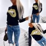 Blue Gold Sequin Soft Sweater