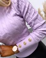 Purple Sweater With Golden Buttons