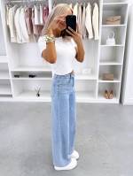 Sinine Sirgelõikelised Pehmed Teksad