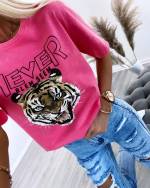 Хаки Свободная футболка с изображением тигра