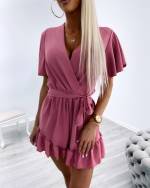 Белое Короткий комбинезон с лентой посередине