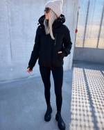 Black Fitted Winter Jacket With Hood