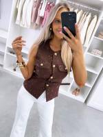 Heleroosa Kuldsete Nööpidega Vest