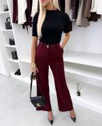 Tumši Sarkans Taisna Piegriezuma Klasiski Bikses