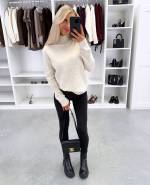 Pelēks Maigs Adījuma Džemperis Ar Augstu Apkakli