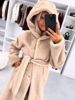 Серо-коричневый Роскошное зимнее пальто с капюшоном