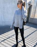 Grey Soft Sweater With Slit