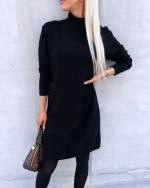 Black Sweater Dress With Gold Details